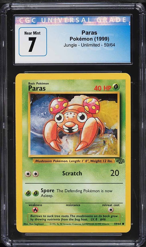 1999 Pokemon Jungle Paras #59 CGC 7 NRMT