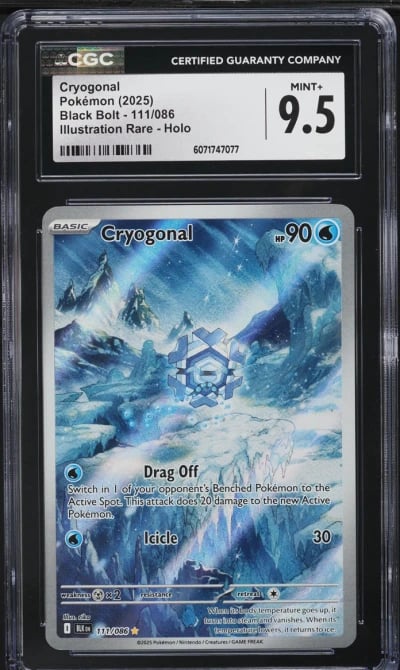 2025 Pokemon Scarlet & Violet Black Bolt IR Cryogonal #111 CGC 9.5 MINT+