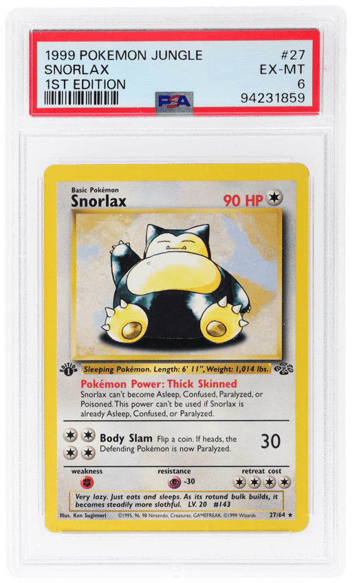 1999 Pokemon Jungle 1st Edition Snorlax #27 PSA 6