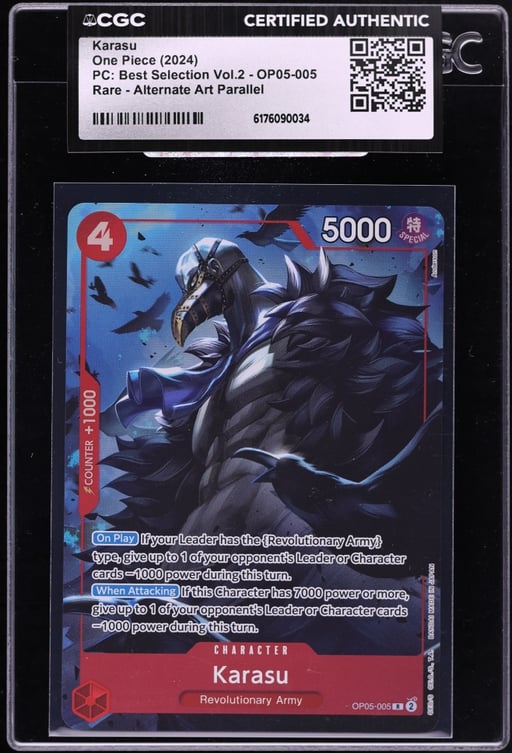2024 One Piece Japanese Premium Best Selection Volume 2 Alt Art Karasu #OP05-005 CGC AUTH