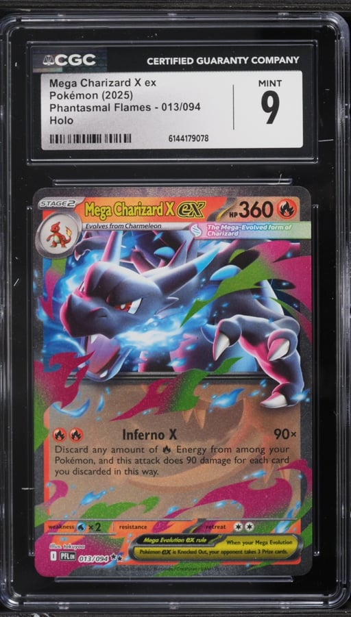 2025 Pokemon Mega Evolution Phantasmal Flames Holo Mega Charizard X EX #13 CGC 9 MINT