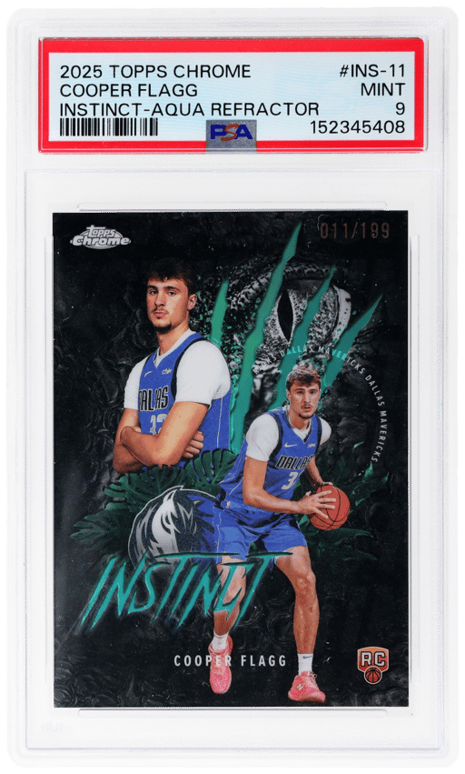 2025 Topps Chrome Instinct Aqua Refractor Cooper Flagg #INS-11 11/199 PSA 9