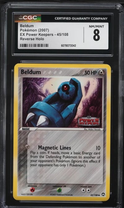 2007 Pokemon EX Power Keepers Reverse Holo Beldum #45 CGC 8 NM-MT