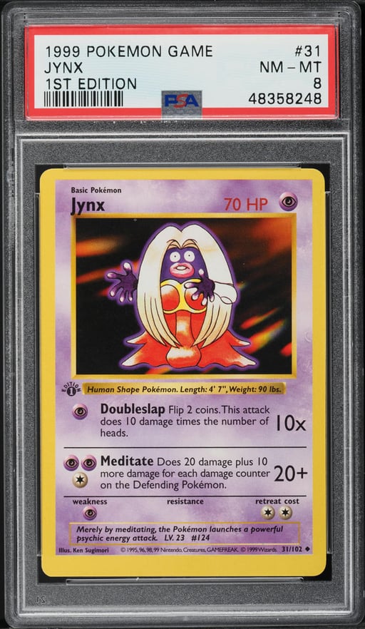 1999 Pokemon Base Set Shadowless 1st Edition Jynx #31 PSA 8 NM-MT
