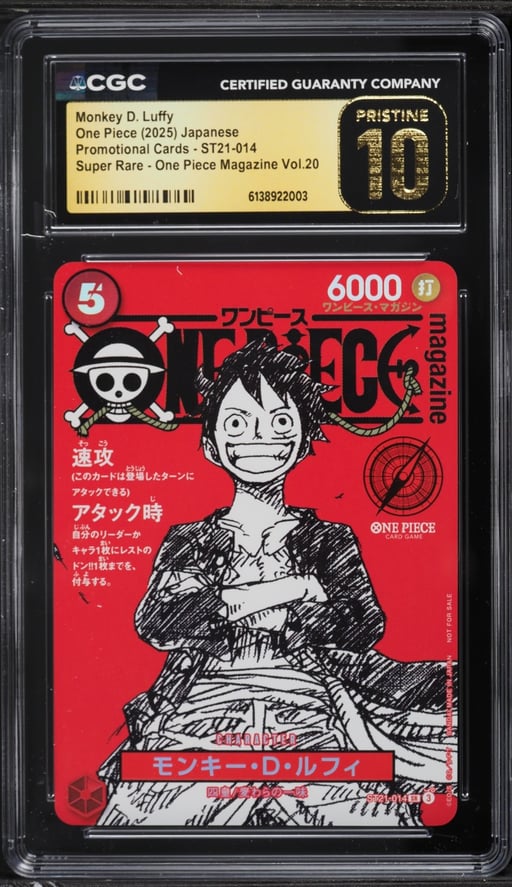 2025 One Piece Japanese Promo Magazine Volume 20 Alt Art Monkey D. Luffy #ST21-014 CGC 10