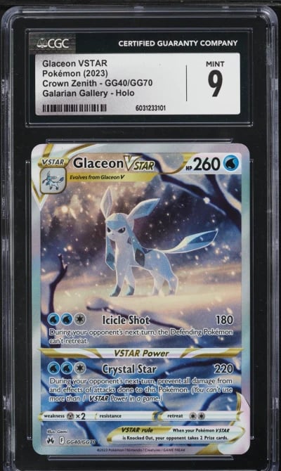 2023 Pokemon Sword & Shield Crown Zenith Alt Art Glaceon VSTAR #GG40 CGC 9 MINT