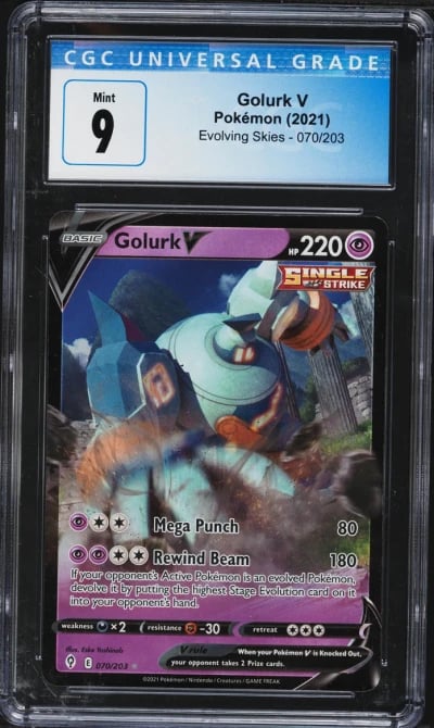 2021 Pokemon Sword & Shield Evolving Skies Holo Golurk V #070 CGC 9 MINT