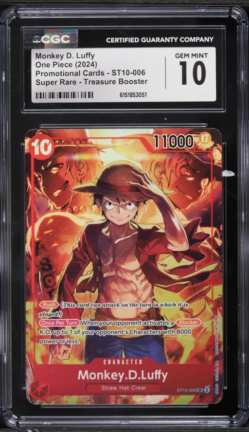2024 One Piece Promo Treasure Booster SR Monkey D. Luffy #ST10-006 CGC 10 GEM MINT