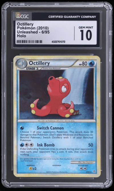 2010 Pokemon Hs Unleashed Holo Octillery #6 CGC 10