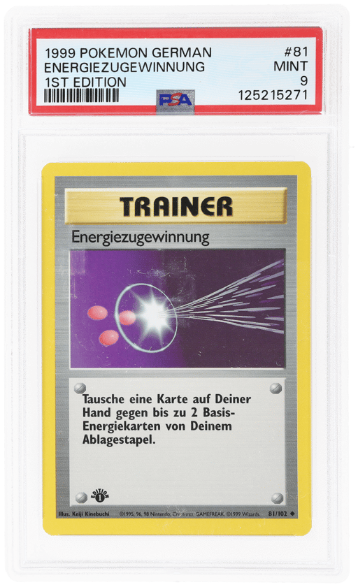 1999 Pokemon Base Set German 1st Edition Energy Retrieval #81 PSA 9