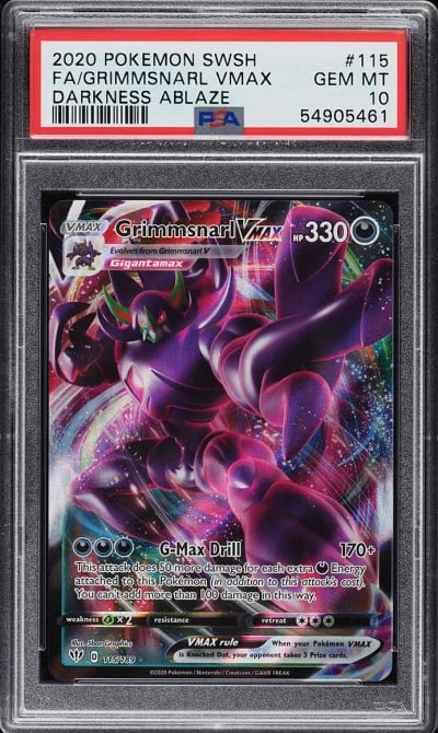 2020 Pokemon Sword & Shield Darkness Ablaze Full Art Grimmsnarl VMAX #115 PSA 10