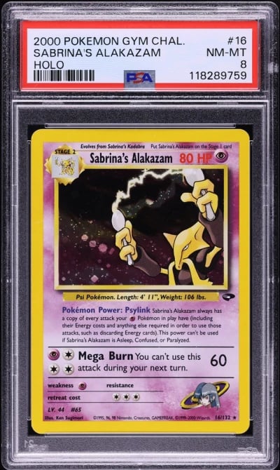 2000 Pokemon Gym Challenge Holo Sabrina's Alakazam #16 PSA 8 NM-MT