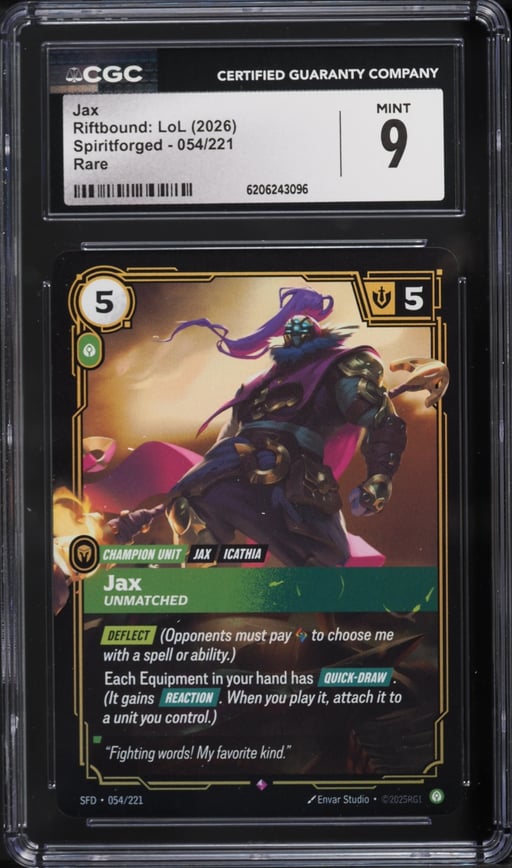 2026 Riftbound League Of Legends LoL Spiritforged Jax #54 CGC 9 MINT
