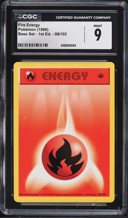 1999 Pokemon Base Set Shadowless 1st Edition Fire Energy #98 CGC 9 MINT