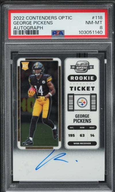2022 Panini Contenders Optic George Pickens ROOKIE AUTO #118 PSA 8 NM-MT