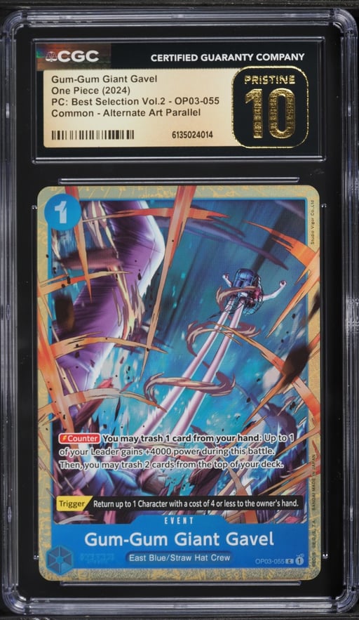 2024 One Piece PC Best Selection Volume 2 Alt Art Gum-Gum Giant Gavel #OP03-055 CGC 10 PRISTINE