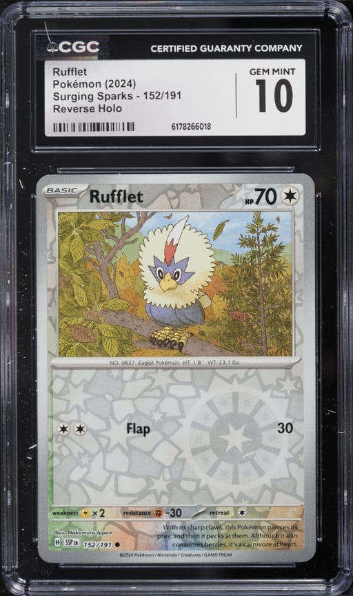 2024 Pokemon SV Surging Sparks Reverse Holo Rufflet #152 CGC 10 GEM MINT