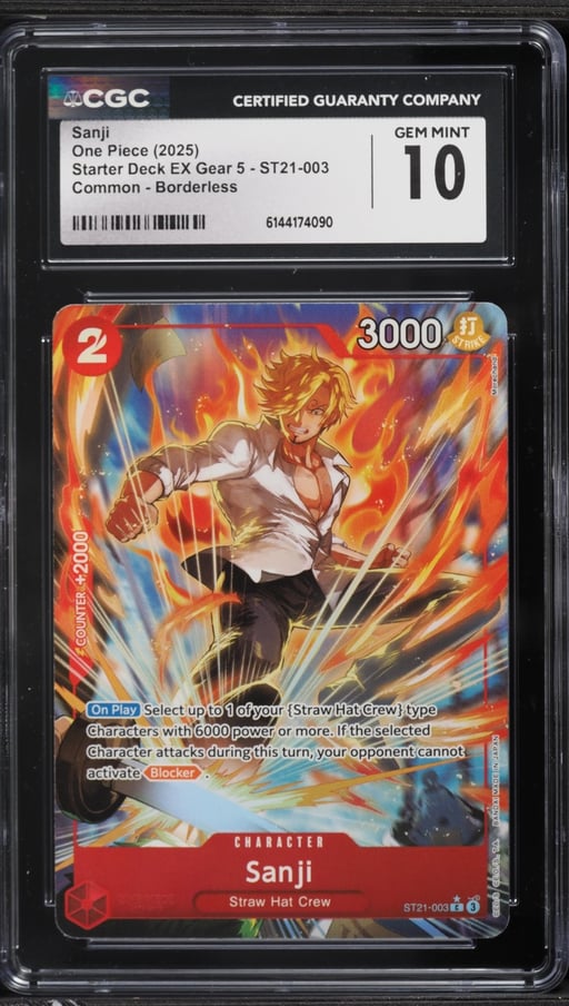 2025 One Piece Starter Deck EX Gear 5 Borderless Alt Art Sanji #ST21-003 CGC 10 GEM MINT