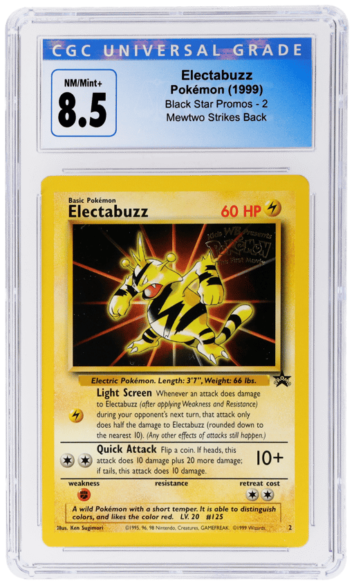 1999 Pokemon Wizards of the Coast Black Star Promo Mewtwo Strikes Back Electabuzz #2 CGC 8.5