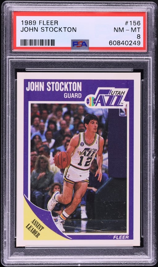 1989 Fleer Basketball John Stockton #156 PSA 8 NM-MT