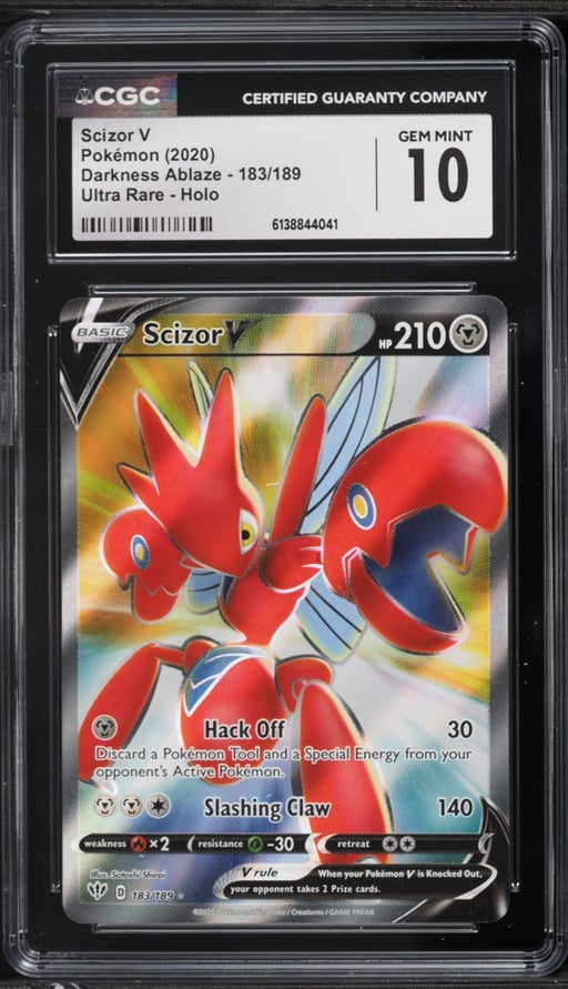 2020 Pokemon Sword & Shield Darkness Ablaze Full Art Scizor V #183 CGC 10 GEM MINT