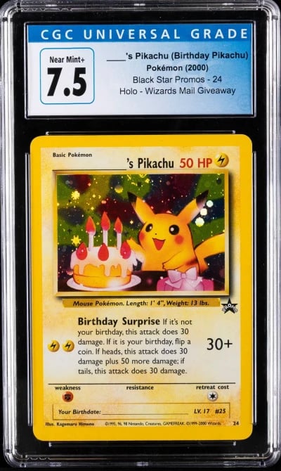 2000 Pokemon Black Star Promos #24 ___'s Pikachu (Birthday Pikachu) CGC 7.5