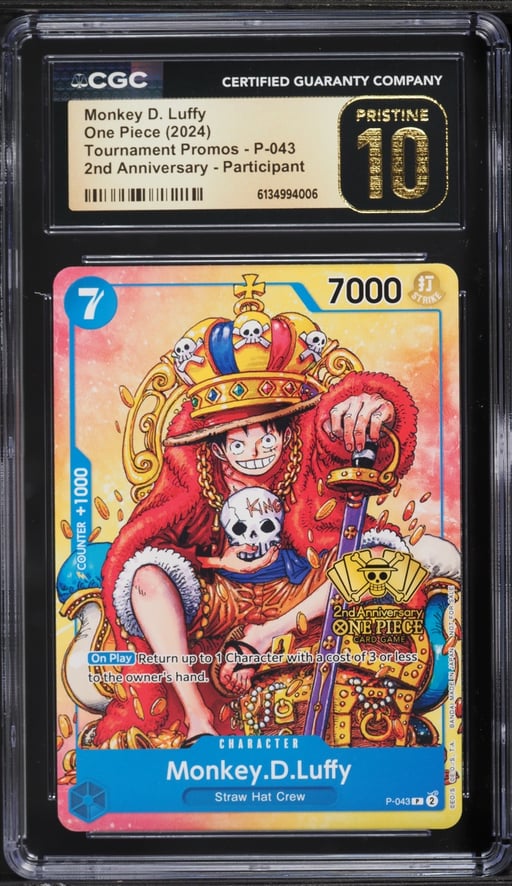 2024 One Piece Promo Tournament 2nd Anniversary Monkey D. Luffy #P-043 CGC 10 PRISTINE