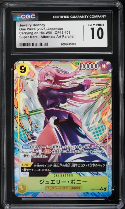 2025 One Piece Japanese Carrying On His Will Alt Art Jewelry Bonney #OP13-108 CGC 10 GEM MINT