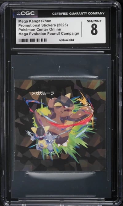 2025 Pokemon Japanese Online Promo Stickers Mega Evolution Found! Mega Kangaskhan CGC 8 NM-MT