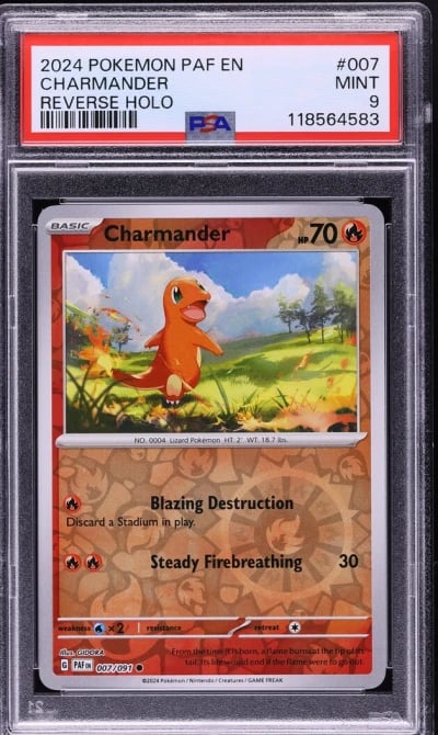 2024 Pokemon SV Paldean Fates Reverse Holo Charmander #7 PSA 9 MINT