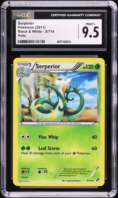 2011 Pokemon Black & White Holo Serperior #5 CGC 9.5 MINT+