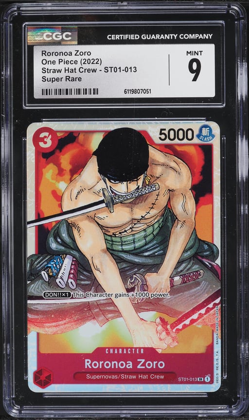 2022 One Piece Straw Hat Crew SR Roronoa Zoro #ST01-013 CGC 9 MINT