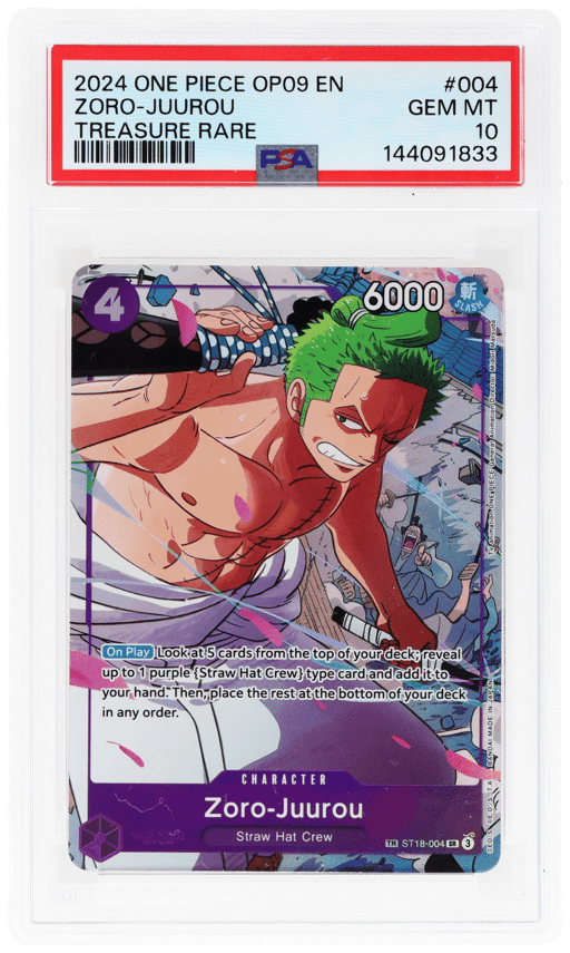 2024 One Piece Emperors In the New World Treasure Rare Zoro Juurou #ST18004 PSA 10