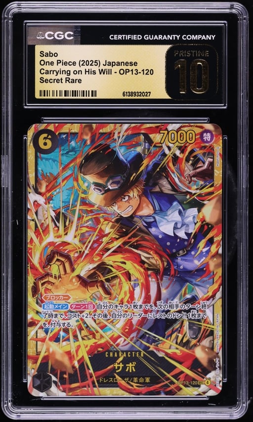 2025 One Piece Japanese Carrying On His Will SEC Sabo #OP13-120 CGC 10 PRISTINE
