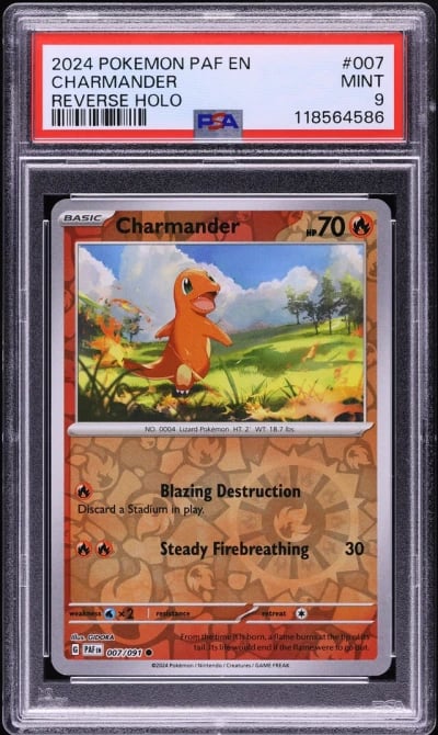 2024 Pokemon SV Paldean Fates Reverse Holo Charmander #7 PSA 9 MINT