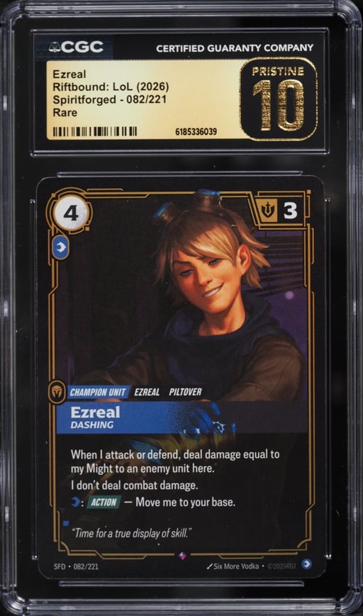 2026 Riftbound League Of Legends LoL Spiritforged Ezreal #82 CGC 10 PRISTINE