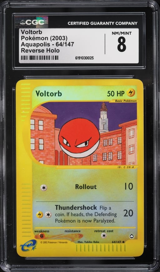 2003 Pokemon Aquapolis Reverse Holo Voltorb #64 CGC 8 NM-MT