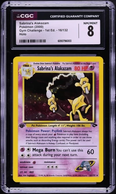 2000 Pokemon Gym Challenge 1st Edition Holo Sabrina's Alakazam #16 CGC 8 NM-MT