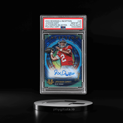 2022 Bowman University Inception Autographs Blue Foil Jaxson Dart #BIAJD 97/99 PSA 10