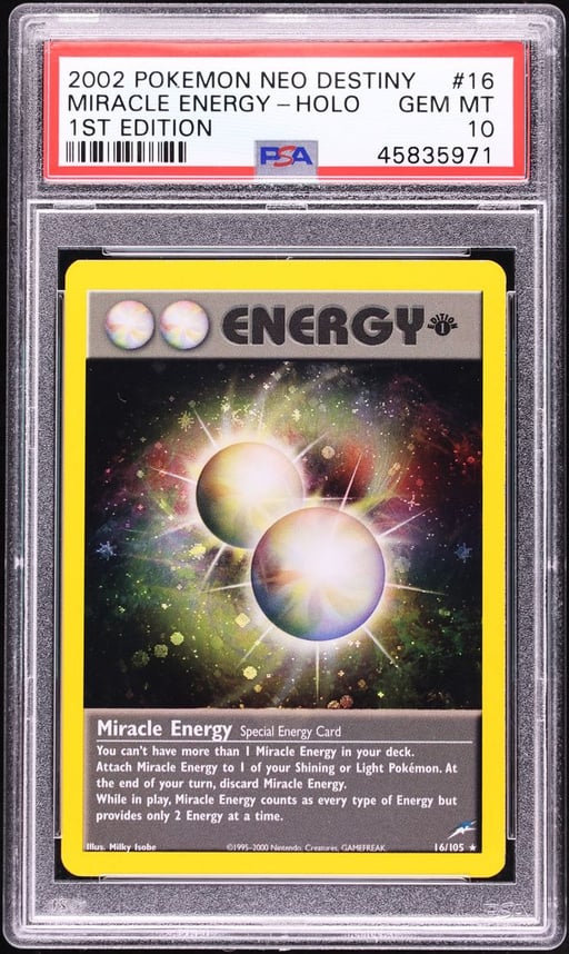2002 Pokemon Neo Destiny 1st Edition Holo Miracle Energy #16 PSA 10 GEM MINT