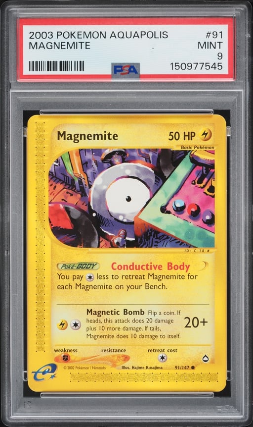 2003 Pokemon Aquapolis Magnemite #91 PSA 9 MINT