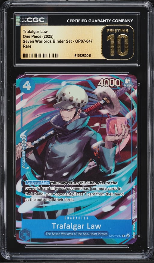 2025 One Piece Seven Warlords Binder Set Alt Art Trafalgar Law #OP07-047 CGC 10 PRISTINE