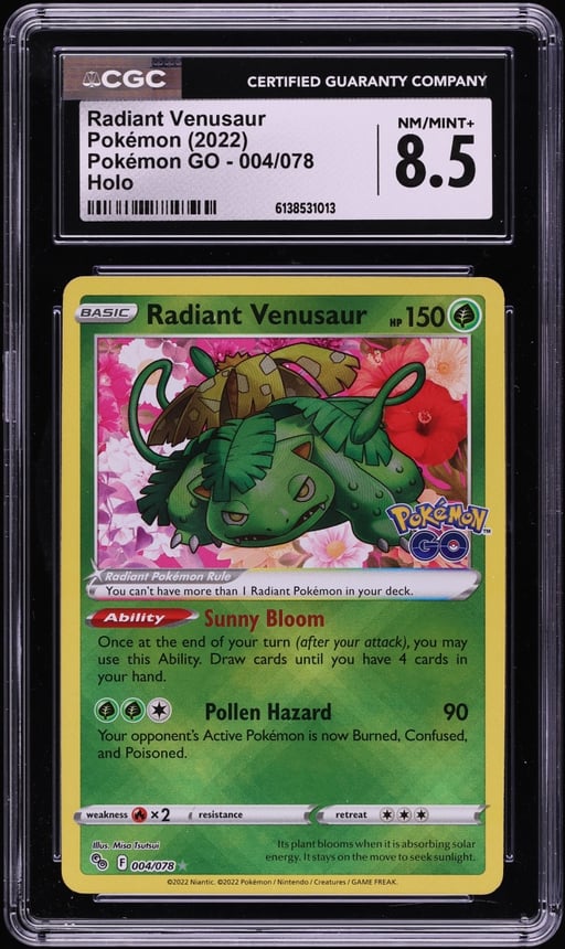 2022 Pokemon Japanese Sword & Shield GO Holo Radiant Venusaur #4 CGC 8.5 NM-MT+