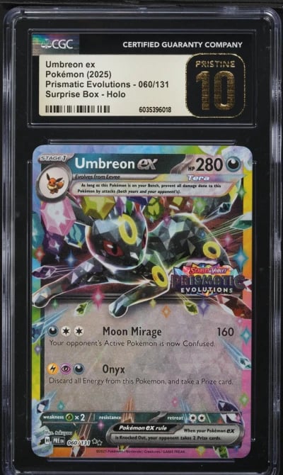 2025 Pokemon SV Prismatic Evolutions Surprise Box Full Art Umbreon EX #60 CGC 10