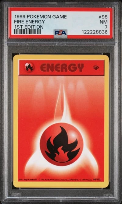 1999 POKEMON BASE SET 1ST EDITION #98 FIRE ENERGY PSA 7