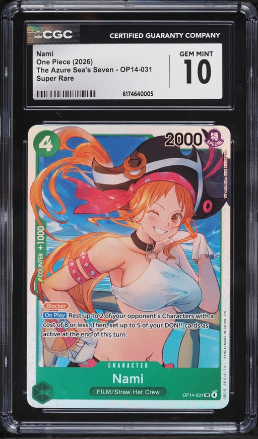 2026 One Piece The Azure Sea's Seven Nami #OP14-031 CGC 10 GEM MINT