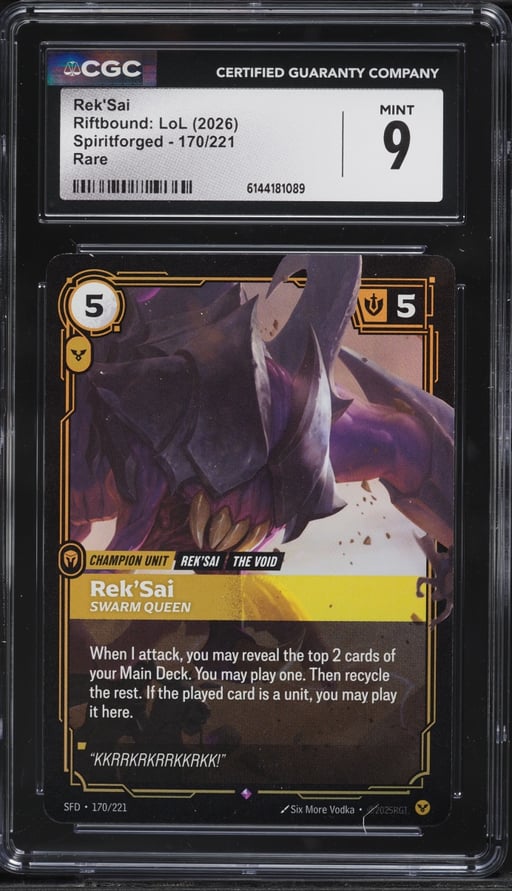 2026 Riftbound League Of Legends LoL Spiritforged Rek'Sai #170 CGC 9 MINT