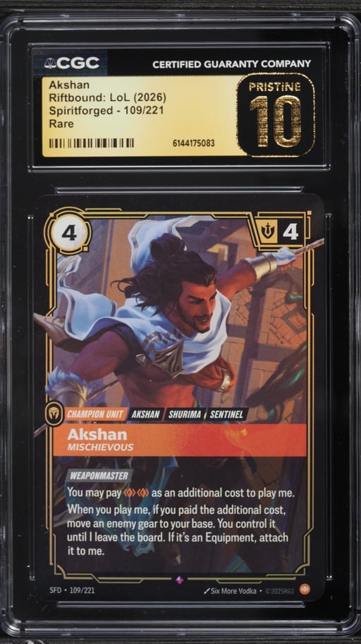 2026 Riftbound League Of Legends Spiritforged Akshan #109 CGC 10 PRISTINE