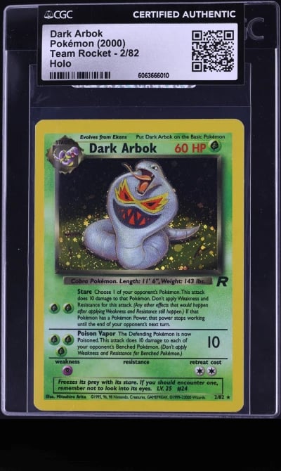 2000 Pokemon Team Rocket Holo Dark Arbok #2 CGC AUTH