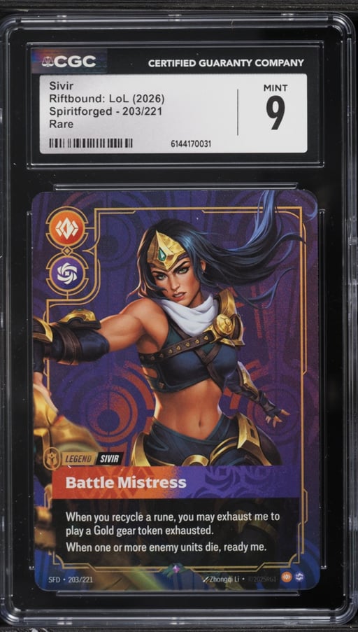 2026 Riftbound League Of Legends Spiritforged Sivir #203 CGC 9 MINT